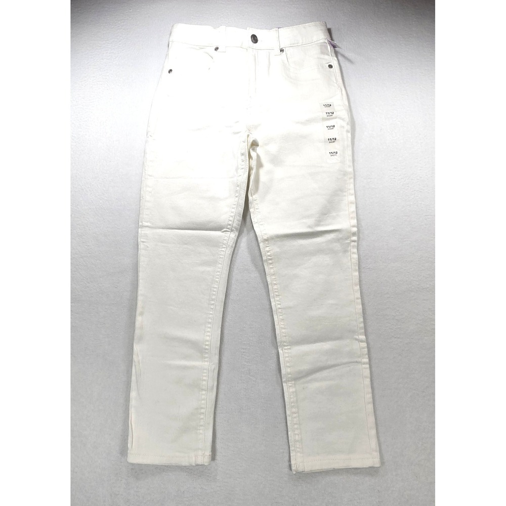 Cat & Jack Girls Skinny High Rise Jeans White Denim Size 11/12 Short NWT
